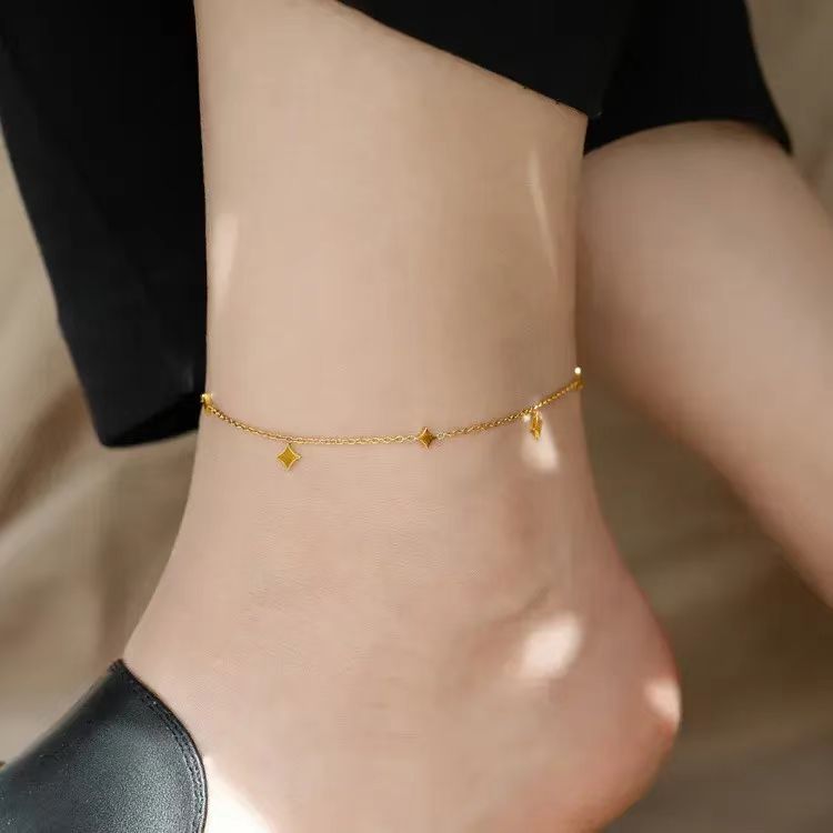 Chain Ankle Bracelet Dainty Gold Anklet with Star Charms